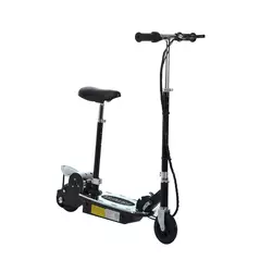 HOMCOM Foldable Powered Scooter with Adjustable Seat, Brake, Black - 1