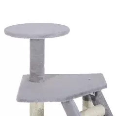 PawHut Cat Tree for Indoor Cats Kitten Scratching Post Scratch Scratcher Climb Activity Center Play House Pet Furniture 125cm (Grey) - 8