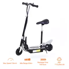 HOMCOM Foldable Powered Scooter with Adjustable Seat, Brake, Black - 6