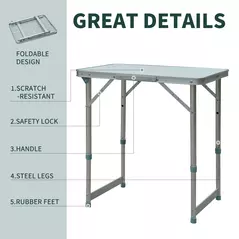 Outsunny Patio Foldable Picnic Table-Silver - 6