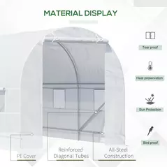 Outsunny 4.5 x 2 x 2 m Polytunnel Greenhouse, Walk-in Green House for Garden with Mesh Windows, Galvanised Steel Frame, White - 5