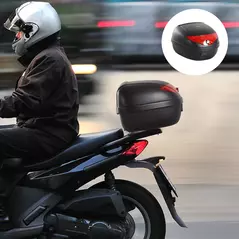 HOMCOM 24L Motorcycle Trunk Hard Tail Bike Top Box Rack Mount Luggage Helmet Storage Carrier Case Universal Scooter w/Keys & Plate - 2