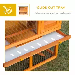 PawHut Two-Tier Rabbit Hutch, Wooden Outdoor Pet Cage, with Opening Top - 6