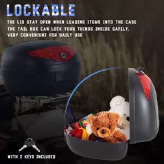 HOMCOM 24L Motorcycle Trunk Hard Tail Bike Top Box Rack Mount Luggage Helmet Storage Carrier Case Universal Scooter w/Keys & Plate - 6