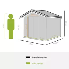 Outsunny 9 x 6ft Metal Garden Shed, Outdoor Storage Tool House with Ventilation Slots, Foundation Kit and Lockable Double Doors, Light Brown - 3