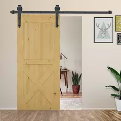 HOMCOM 6.6FT/200cm Black Sliding Door Kit for Single Barn Door, Antique Sliding Barn Door Hardware Kit with J Shape Hanger - 2