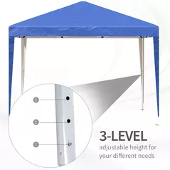 Outsunny 3 x 3M Garden Pop Up Gazebo Height Adjustable Marquee Party Tent Wedding Canopy with Carrying Bag, Blue - 6