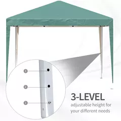 Outsunny 3 x 3M Garden Pop Up Gazebo Height Adjustable Marquee Party Tent Wedding Canopy with Carrying Bag, Green - 6
