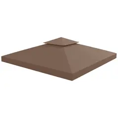 Outsunny 3x3 m Double-Tier Canopy Top Replacement-Coffee - 1