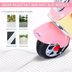 HOMCOM Kids Electric Ride On Toy Car 6V Electric Motorbike with Chargeable Battery Headlight and Music for 3-5 Years - Pink - 6
