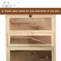PawHut Wooden Large Hamster Cage, Gerbil Cage 4 Layers with Tall Bottom & Storage Shelf - 7