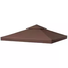 Outsunny 3x3 m Double-Tier Canopy Top Replacement-Coffee - 1