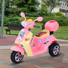 HOMCOM Kids Electric Ride On Toy Car 6V Electric Motorbike with Chargeable Battery Headlight and Music for 3-5 Years - Pink - 2