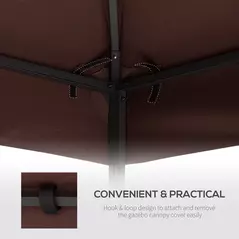 Outsunny 3x3 m Double-Tier Canopy Top Replacement-Coffee - 6