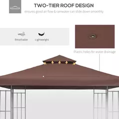 Outsunny 3x3 m Double-Tier Canopy Top Replacement-Coffee - 5
