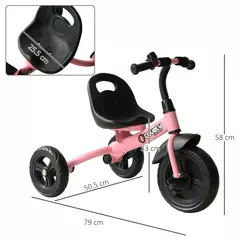 HOMCOM Baby Trike, Toddler Tricycle with Adjustable Seat, Children Ride on Toys 3 Wheels Bike with Bell for Kids 1.5-4 Years, Pink - 3