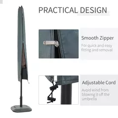 Outsunny Parasol Cover, Cantilever Umbrella Cover, Banana Umbrella Cover with Zipper for Outdoor Garden, Patio, Grey - 5