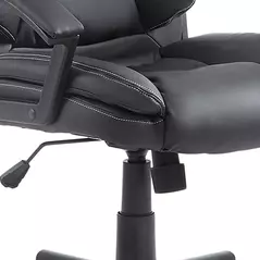 HOMCOM Desk Chair, PU Leather Office Chair with Adjustable Height and Swivel Wheels, for Home Work Study, Black - 8