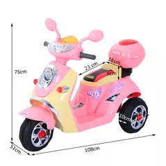 HOMCOM Kids Electric Ride On Toy Car 6V Electric Motorbike with Chargeable Battery Headlight and Music for 3-5 Years - Pink - 3