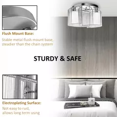 HOMCOM Modern Chandelier, Semi-Flush Mount Ceiling Light with 2 Light, E27 Bulb Base for Hallway, Dining Room, Living Room, White and Silver - 5