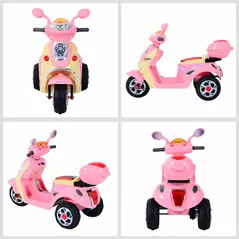 HOMCOM Kids Electric Ride On Toy Car 6V Electric Motorbike with Chargeable Battery Headlight and Music for 3-5 Years - Pink - 8