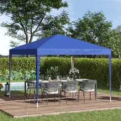 Outsunny 3 x 3M Garden Pop Up Gazebo Height Adjustable Marquee Party Tent Wedding Canopy with Carrying Bag, Blue - 2