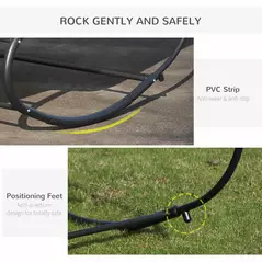 Outsunny Double Sun Lounger, Rocking Lounger Sunbed Daybed with Armrest and Headrest Pillow, for Two, For Outdoor Patio Garden, Cream White - 5