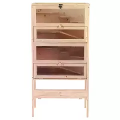 PawHut Wooden Large Hamster Cage, Gerbil Cage 4 Layers with Tall Bottom & Storage Shelf - 9