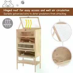 PawHut Wooden Large Hamster Cage, Gerbil Cage 4 Layers with Tall Bottom & Storage Shelf - 5