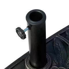 Outsunny 9kg Resin Parasol Base, Half Round Umbrella Stand with Floral Design for Garden, Outdoor, Suitable Umbrella Rod: Φ3.8cm, Φ4.8cm, Bronze Tone - 7