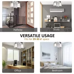 HOMCOM Modern Chandelier, Semi-Flush Mount Ceiling Light with 2 Light, E27 Bulb Base for Hallway, Dining Room, Living Room, White and Silver - 7