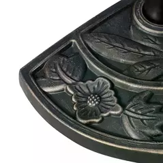 Outsunny 9kg Resin Parasol Base, Half Round Umbrella Stand with Floral Design for Garden, Outdoor, Suitable Umbrella Rod: Φ3.8cm, Φ4.8cm, Bronze Tone - 8