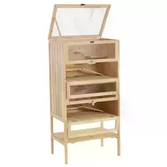 PawHut Wooden Large Hamster Cage, Gerbil Cage 4 Layers with Tall Bottom & Storage Shelf - 1