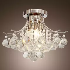 HOMCOM Crystal Chandeliers, 40cm K9 Droplets Ceiling Light with 3 E14 Bulb Base, Pendant Lights for Living Room, Bedroom, Dining Room, Hallway, Kitchen - 9