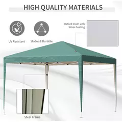 Outsunny 3 x 3M Garden Pop Up Gazebo Height Adjustable Marquee Party Tent Wedding Canopy with Carrying Bag, Green - 4
