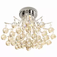 HOMCOM Crystal Chandeliers, 40cm K9 Droplets Ceiling Light with 3 E14 Bulb Base, Pendant Lights for Living Room, Bedroom, Dining Room, Hallway, Kitchen - 1