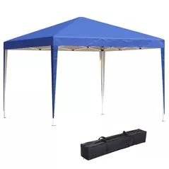 Outsunny 3 x 3M Garden Pop Up Gazebo Height Adjustable Marquee Party Tent Wedding Canopy with Carrying Bag, Blue - 1