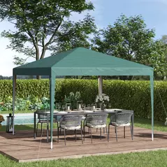 Outsunny 3 x 3M Garden Pop Up Gazebo Height Adjustable Marquee Party Tent Wedding Canopy with Carrying Bag, Green - 2