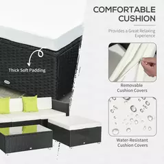 Outsunny White Rattan Garden Furniture 4-Seater Outdoor Sofa Set with Coffee Table - White - 5