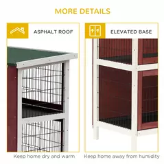 PawHut Bunny Hutch Outdoor 2-Tier Guinea with No-Leak Trays for Indoor and Outdoor 136 x 50 x 93cm - Red - 7