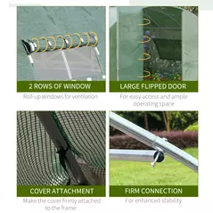 Outsunny Reinforced Walk in Polytunnel Greenhouse, 4x3x2 m - 6