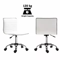 HOMCOM Adjustable Swivel Office Chair with Armless Mid-Back in PU Leather and Chrome Base - White - 5