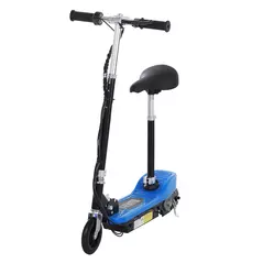 HOMCOM Foldable Electric Scooter for Kids 12V 120W W/Brake Kickstand -Blue - 1