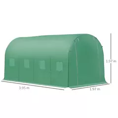 Outsunny Walk-in Polytunnel Greenhouse, Outdoor Garden Tunnel Greenhouse Tent with Zipped Roll-Up Door and 8 Mesh Windows, 4 x 2M - 3
