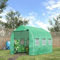 Outsunny Polytunnel Greenhouse with Windows and Door, Walk in Greenhouse for Garden, Backyard (3 x 2 M) - 2