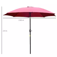 Outsunny 2.7M Garden Parasol Umbrella with Glass Fibre Ribs and Aluminium Frame, Tilting Sun Shade Shelter Canopy, Wine Red - 3