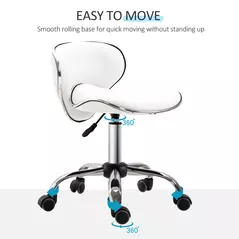 HOMCOM Adjustable Rolling Swivel Beauty Salon Chair, Stool for Spa, Technician - White - 5