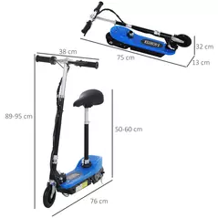 HOMCOM Foldable Electric Scooter for Kids 12V 120W W/Brake Kickstand -Blue - 3