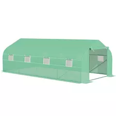Outsunny Polytunnel Greenhouse with Windows and Door, Walk in Greenhouse for Garden, Backyard (6 x 3 M) - 1