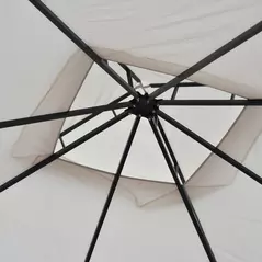 Outsunny 3 x 3(m) Garden Gazebo Patio Party Tent Shelter Outdoor Canopy Double Tier Sun Shade Metal Frame Netting, Beige - 9